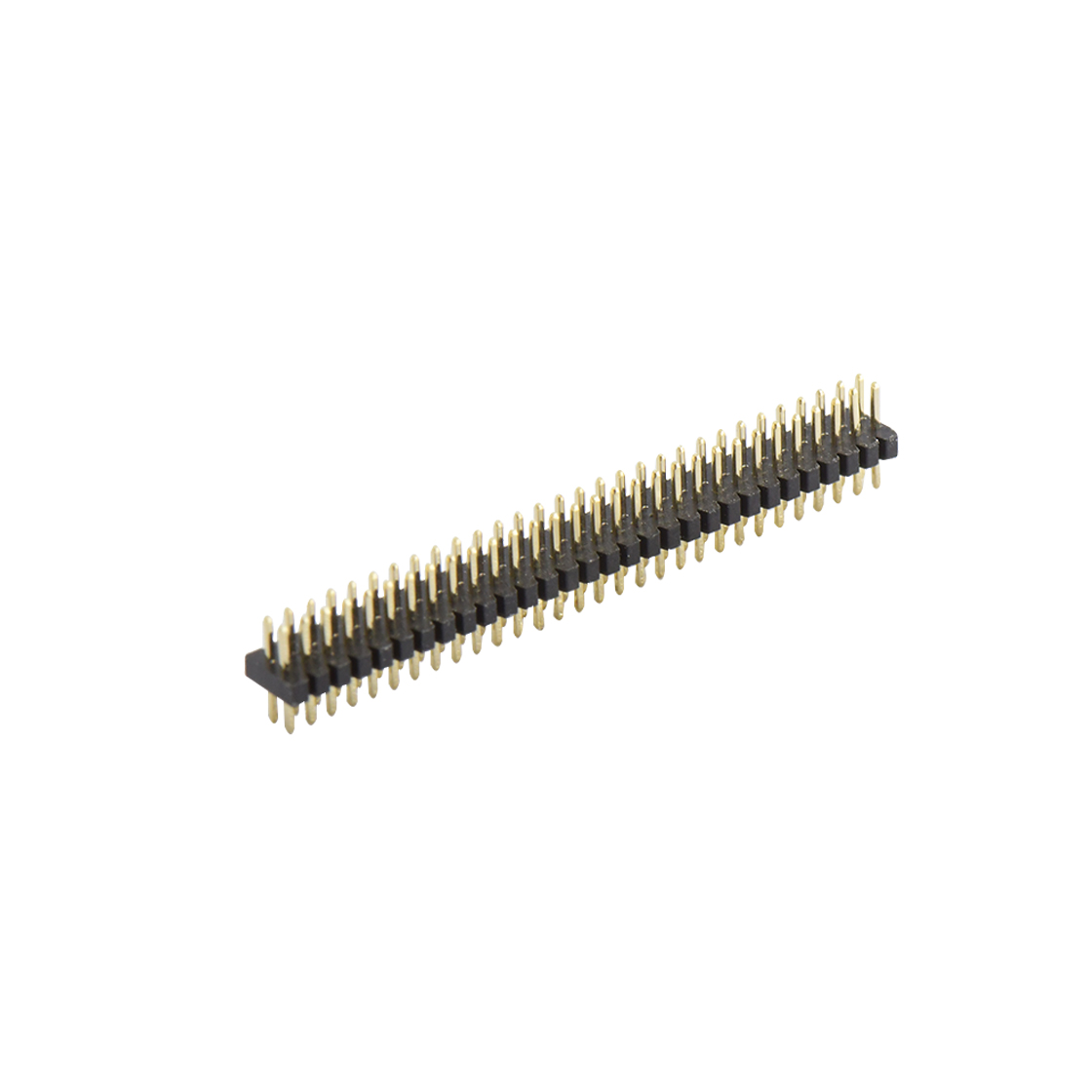 Pitch 1.00mm 180° 双排 DIP排针 塑高1.0mm PC1.6 2X30Pin 黑色 镀全金G/F